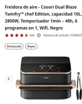 Freidora Cosori Dual Blaze 10L Negra