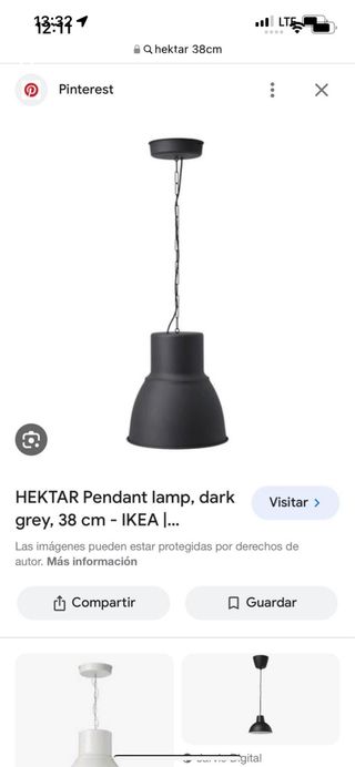 Lámpara de techo IKEA HEKTAR gris 38cm