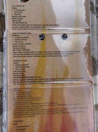 Set Tramontina cuchillo tenedor pinza barbacoa