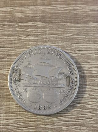 Moneda Plata Medio Dólar Colombiano 1892