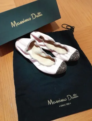 Massimo Dutti Bailarinas Piel Rosa y Plata