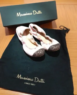 Massimo Dutti Bailarinas Piel Rosa y Plata