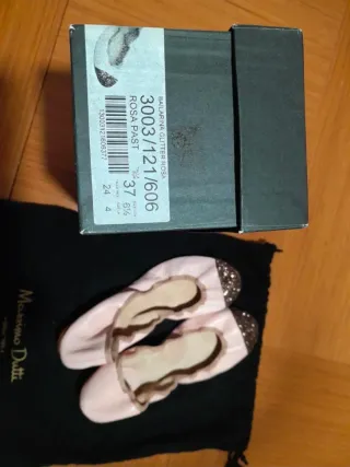Massimo Dutti Bailarinas Piel Rosa y Plata