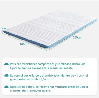 Colchón de Espuma viscoelástica Topper 100x200x5cm