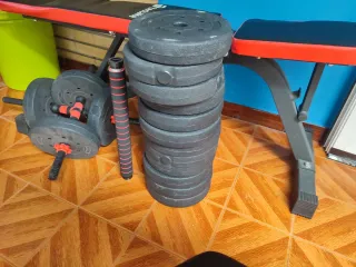 Banco de pesas Tectake + accesorios