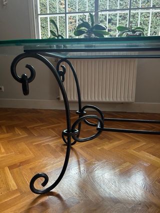 Mesa comedor de diseño hierro forjado y vidrio