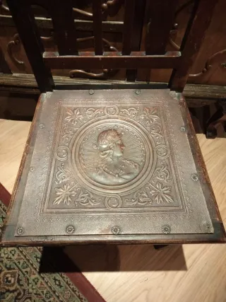 6 Sillas Antiguas Madera Asiento Cuero