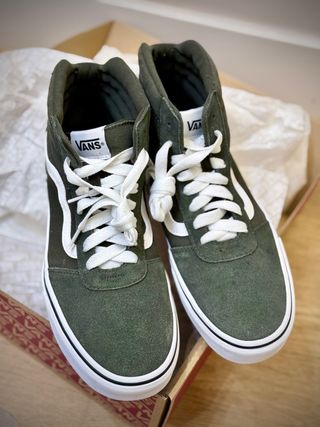 Zapatillas Vans altas verde oscuro de cuero