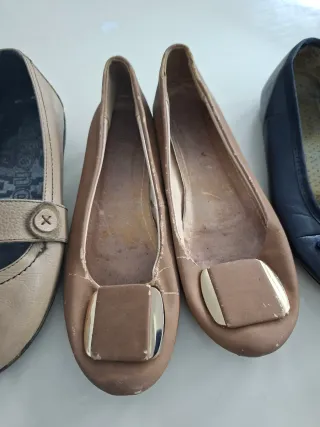 Lote 2 manoletinas mujer beige y marron