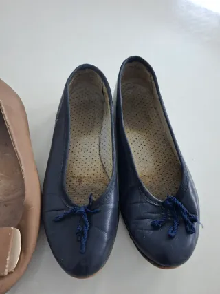 Lote 2 manoletinas mujer beige y marron