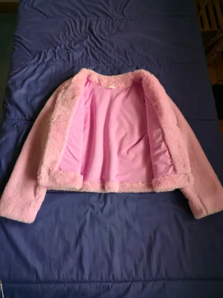 Cazadora rosa peluche mujer