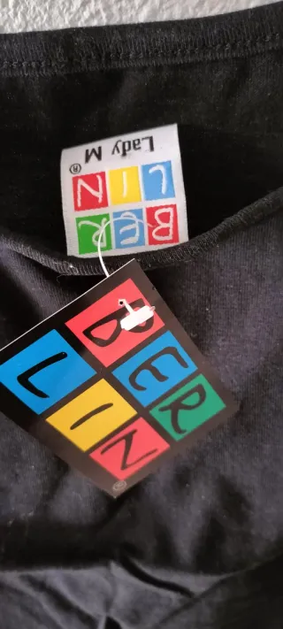 Camiseta tirantes negra BERLIN multicolor