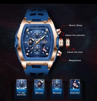 Reloj LIGE Hombre Azul y Dorado