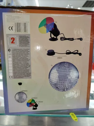Bola de discoteca con motor y foco
