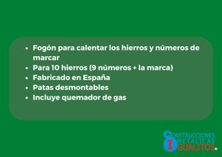 Fogón quemador para hierros y números de marcar.