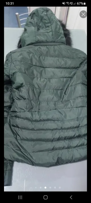 Chaquetòn, chaqueta, Plumas verde con capucha, de