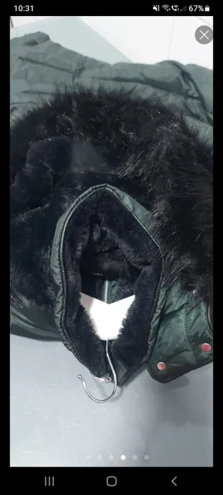 Chaquetòn, chaqueta, Plumas verde con capucha, de