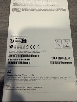 iPhone 17 Pro Max 256GB Naranja