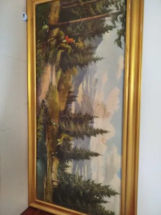 Cuadro de paisaje con marco dorado