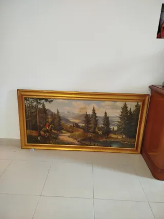 Cuadro de paisaje con marco dorado