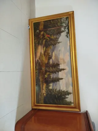 Cuadro de paisaje con marco dorado