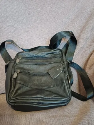 Bolso bandolera hombre piel negro