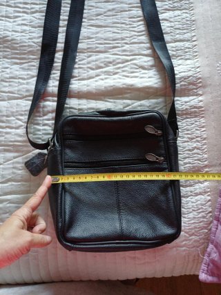 Bolso bandolera hombre piel negro
