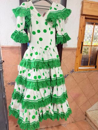 Traje Flamenca Mujer Lunares Verde Talla Única