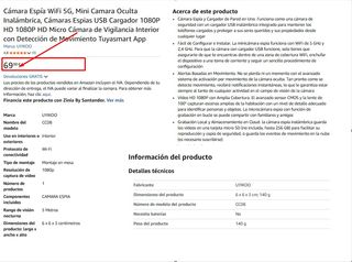 Cámara Espía Mini WiFi 5G Inalámbrica