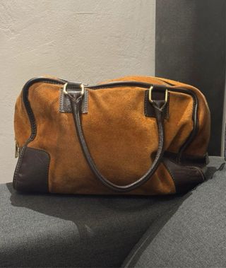 Bolso Loewe Vintage Ante Marrón y Dorado