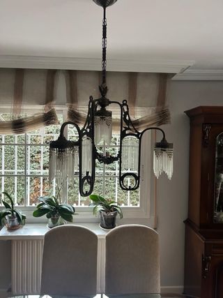 Lámpara vintage de techo de hierro y cristal