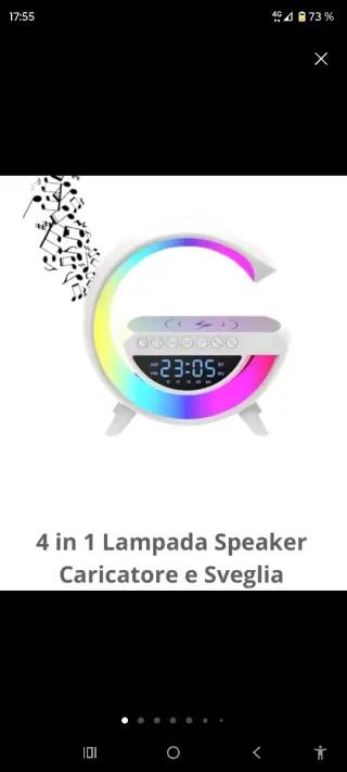 Cargador ,Altavoz y Despertador Lampara 4 en 1