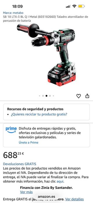 Taladro Percutor Atornillador Metabo BS 18 LTX-3 B