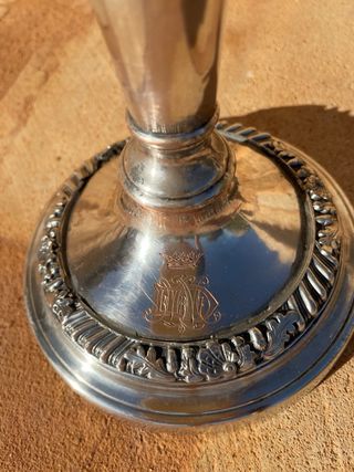 Candelabro antiguo metal plateado