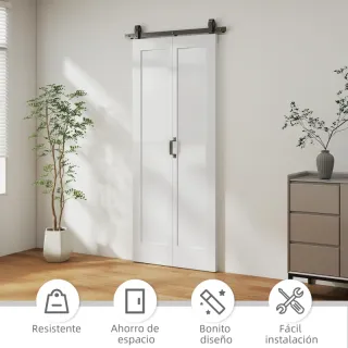 Puerta Corredera Plegable Blanca 90x210