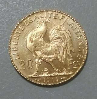 MONEDA ORO 20 FRANCOS 1914 MARIANNE