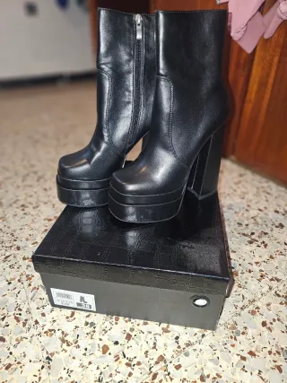 Botas plataforma tacón negras talla 36
