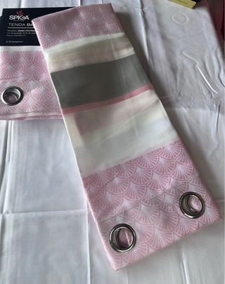 2 Tende Dalila 140x275 Semi Filtrante Rosa/Grigio