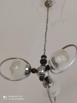 Lampadario vintage vetro e metallo