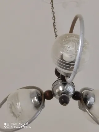 Lampadario vintage vetro e metallo