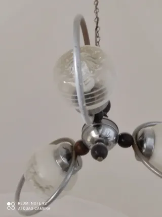 Lampadario vintage vetro e metallo