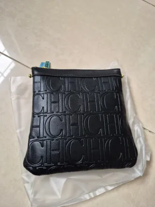 Bolso mujer negro, interior rojo, + cartera. Nuevo