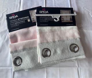 2 Tende Stefania 140x280 Semi Filtrante Rosa/Grigo