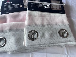 2 Tende Stefania 140x280 Semi Filtrante Rosa/Grigo