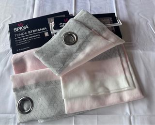 2 Tende Stefania 140x280 Semi Filtrante Rosa/Grigo