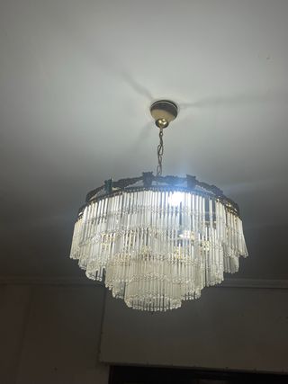 Lámpara colgante vintage cristal y metal