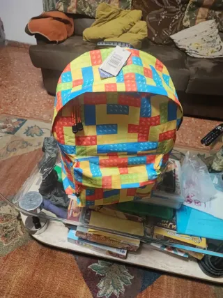 Mochila infantil diseño bloques construcción