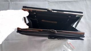 Vintage dressing bolso de mano negro con lazo