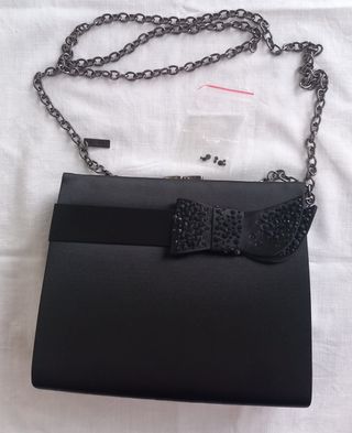 Vintage dressing bolso de mano negro con lazo