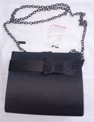 Vintage dressing bolso de mano negro con lazo